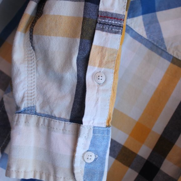 Tommy Hilfiger Denim - Slim Fit, Blue, Yellow and White Shirt Men's US M - Picture 6 of 12